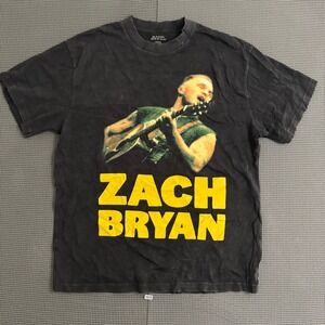 Zach Bryan Quittin Time Tour T-Shirt Washed Black Graphic Tee Mens Medium
